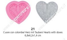 Stampo in silicone: cuore con colombe
