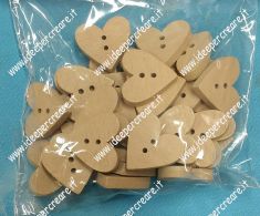 Bottoncini cuore in legno