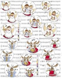 Carta decoupage Sfere natalizie angeli-renne