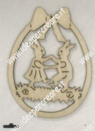 Ornamento in legno: conigli