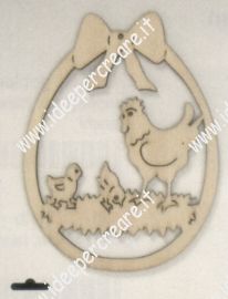 Ornamento in legno: gallina e pulcini