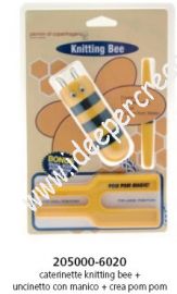 caterinette knitting bee + uncinetto con manico + crea pompon