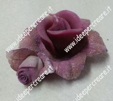Candela a rosa con base in ceramica